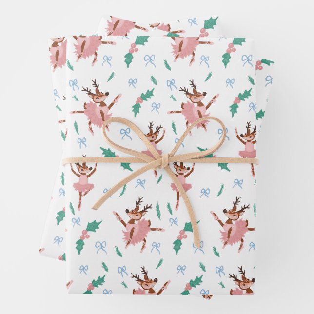 Ballerina Reindeer und Bows Weihnachten Geschenkpapier Set (Beispiel)