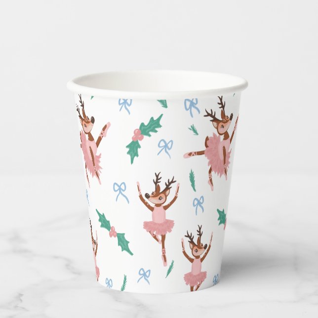 Ballerina Reindeer und Bows Weihnachten Pappbecher (Vorderseite)