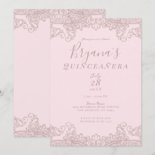 Ballerina-Rosa Glitter-Spitze-Quinceañera-Kleid Einladung