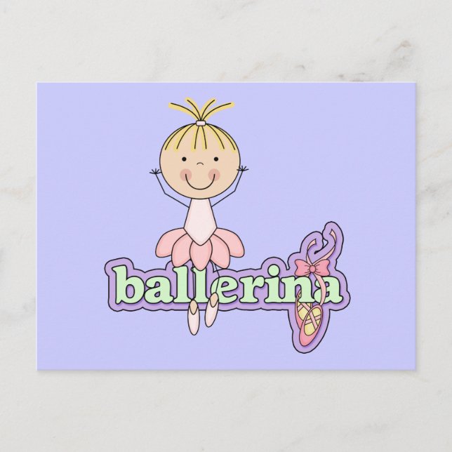 Ballerina - Rosa Hemden und Geschenke Postkarte (Vorderseite)