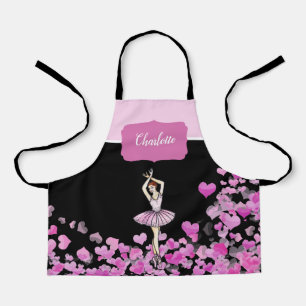 Ballerina Rosa Kleid Rosa Herzen über Schwarz Schürze