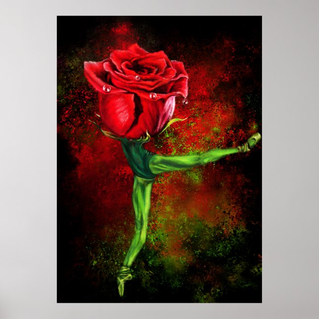 Ballerina Rose Ballet Dancer Poster - Malerei (Vorne)