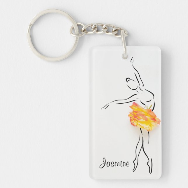 Ballerina Rose Ballett Tänzerin Personalisierter N Schlüsselanhänger (Vorderseite)