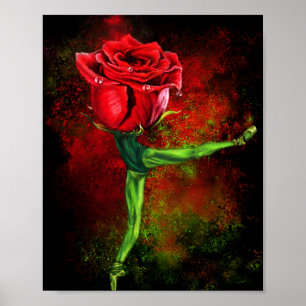 Ballerina Rose Balletttänzerin Poster - Malerei