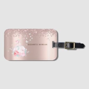 Ballerina Schmetterlinge Konfetti Roségold Gepäckanhänger