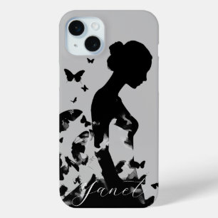 Ballerina & Schmetterlinge Silhouette Schwarz/Grau Case-Mate iPhone Hülle