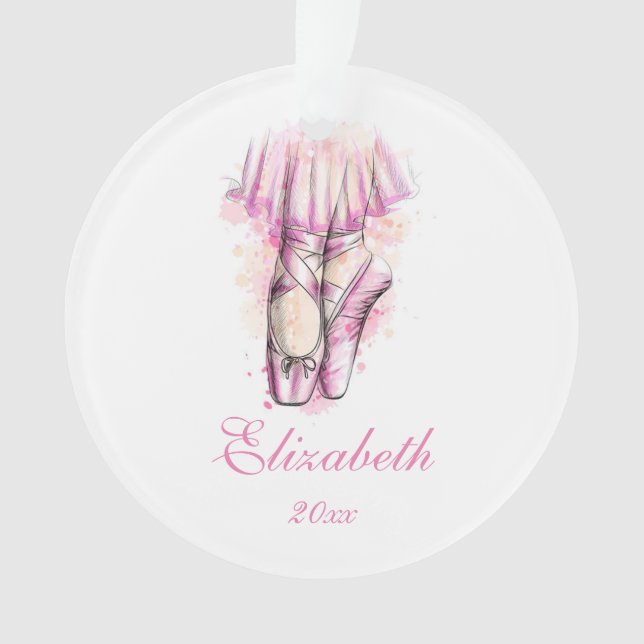 Ballerina Schuhe Weihnachtsbaumschmuck Rosa Ornament (Vorderseite)