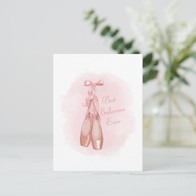Ballerina Shoes Pastel Pink Themed Postkarte (Stehend Vorderseite)