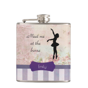 Ballerina-Silhouette auf elegantem Vintage-Muster Flachmann