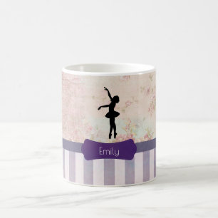 Ballerina-Silhouette auf elegantem Vintage-Muster Tasse
