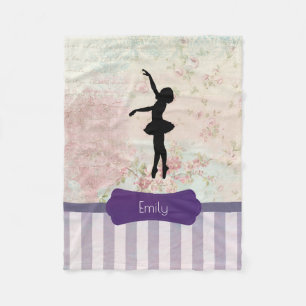 Ballerina Silhouette auf elegantem Vintagem Muster Fleecedecke