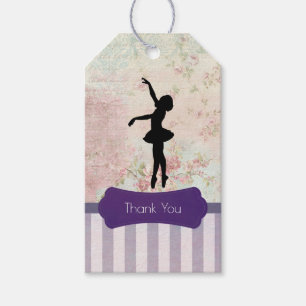 Ballerina-Silhouette auf Vintage-Muster Danke Geschenkanhänger