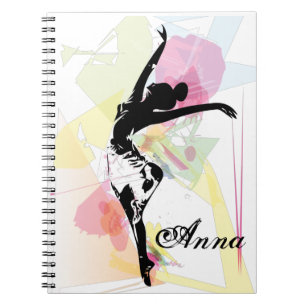 Ballerina Silhouette farbig anpassbarer Name Notizblock