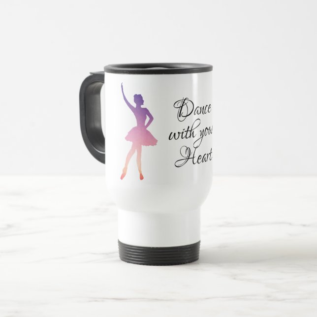 Ballerina Silhouette Rosa lila tanzen Reisebecher (Vorderseite Links)