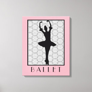 Ballerina Silhouette über ein Herz-Mandala-Muster Leinwanddruck