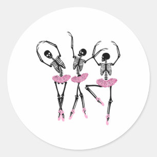 Ballerina Skeletons Tanzen Halloween Ballerina Sk Runder Aufkleber
