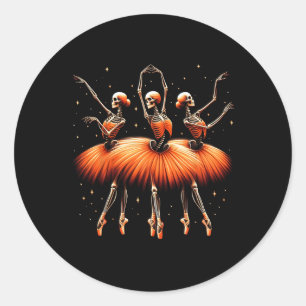Ballerina Skelettanz Sonniges Halloween Ballett 1 Runder Aufkleber