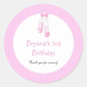 Ballerina Slippers Pink Ballet Party Stickers