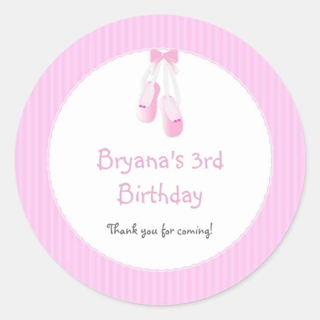 Ballerina Slippers Pink Ballet Party Stickers (Vorderseite)