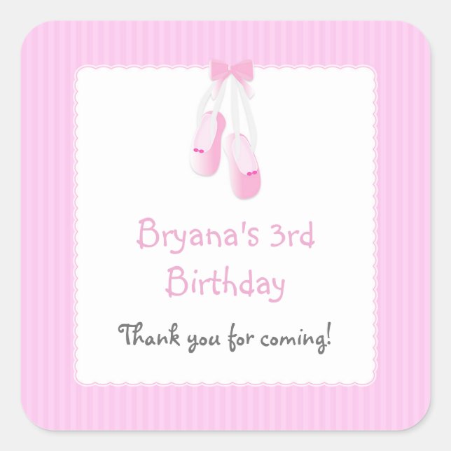 Ballerina Slippers Pink Ballet Party Stickers (Vorderseite)