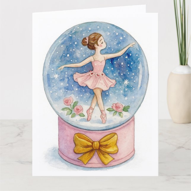 Ballerina Snow Globe Christmas Holiday Card Karte (Vorderseite)
