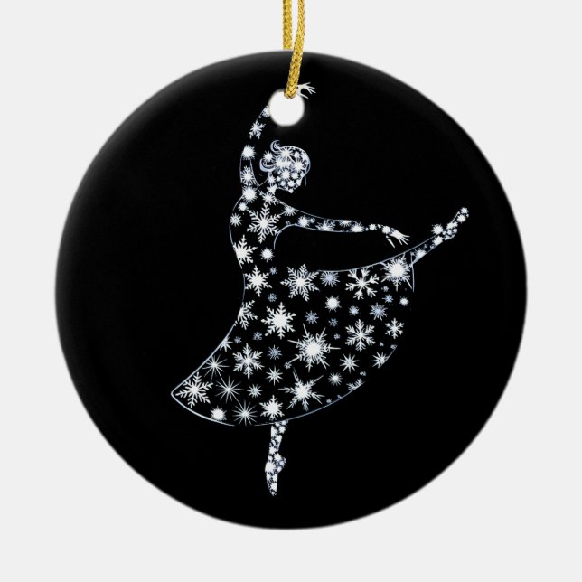 Ballerina Snowflake Ballet Kostüm Wintergarten Keramik Ornament (Vorne)