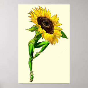 Ballerina Sonnenblume Balletttänzerin Poster Maler