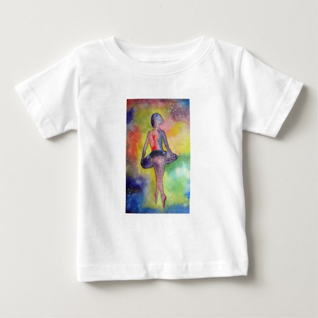 Ballerina Space Watercolor BabyT-Shirt Baby T-shirt (Vorderseite)