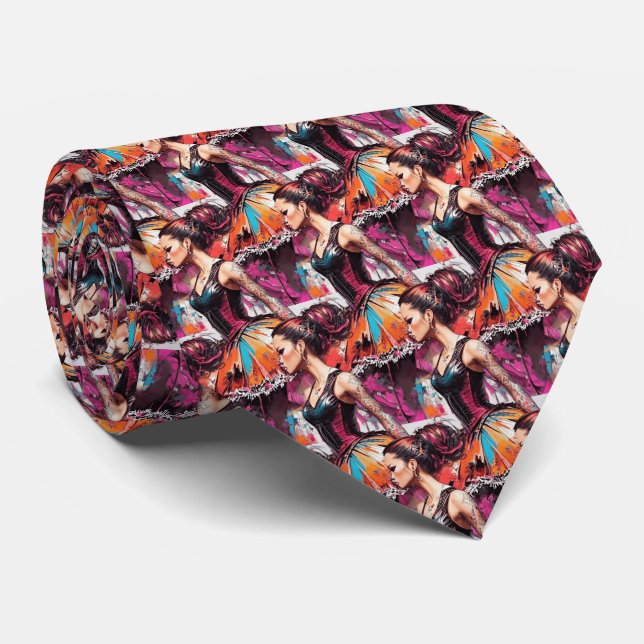 Ballerina Splash Retro Art Neck Tie Krawatte (Gerollt)