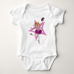 Ballerina-Star in Rosa mit blondem Haar Hoodie-Obe Baby Strampler