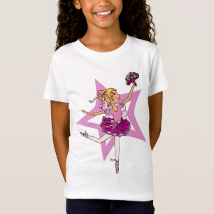 Ballerina-Star in Rosa mit blondem Haar-Ringer-Top T-Shirt