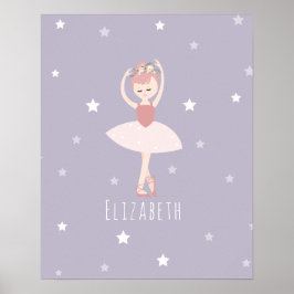 Ballerina Stars Baby Girl Lila Kinderzimmer Poster