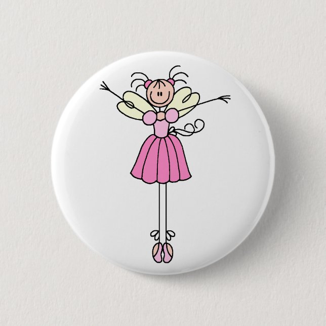 Ballerina-Strichmännchen-Knopf Button (Vorderseite)