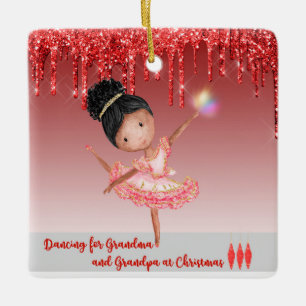 Ballerina Tanz für Großeltern zu Weihnachten Keramikornament