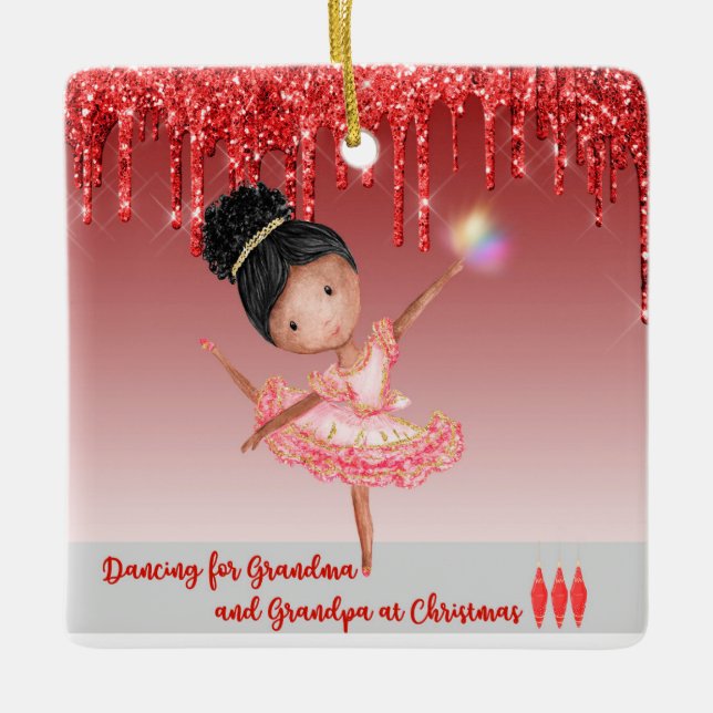 Ballerina Tanz für Großeltern zu Weihnachten Keramikornament (Vorderseite)