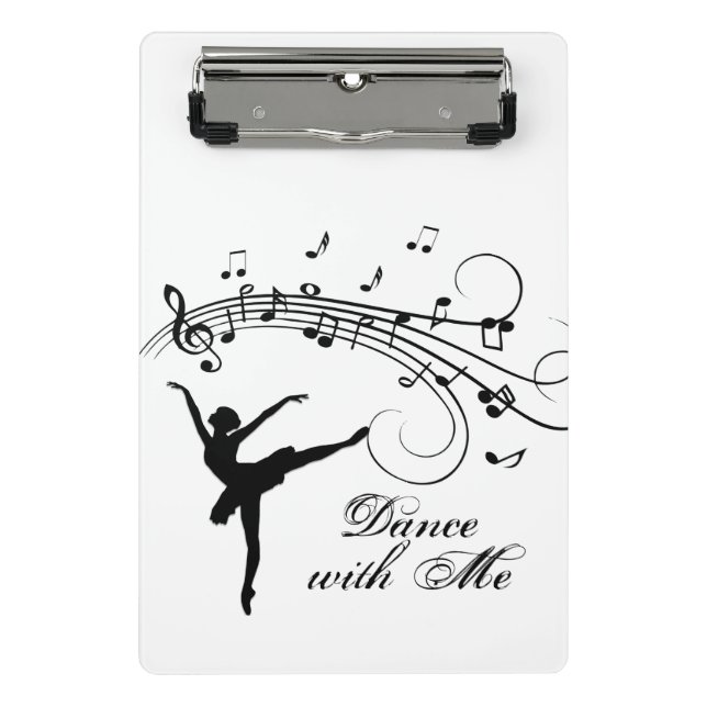 Ballerina Tanz mit mir Musiknote Mini Klemmbrett (Vorderseite)