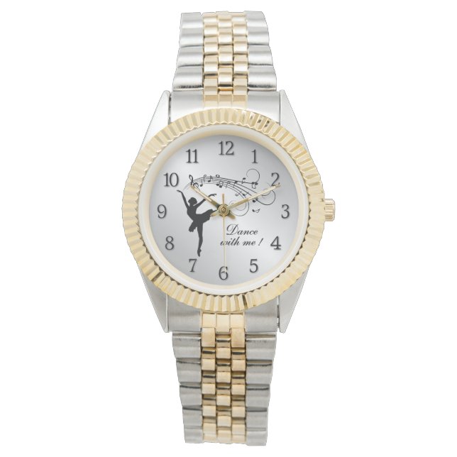 Ballerina Tanz mit mir Personalisierte w-Zahlen Armbanduhr (Vorderseite)