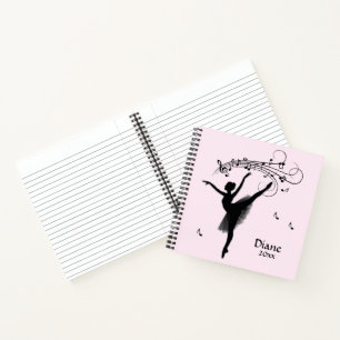 Ballerina Tanz mit Musik Persönliches Pink Notizbuch