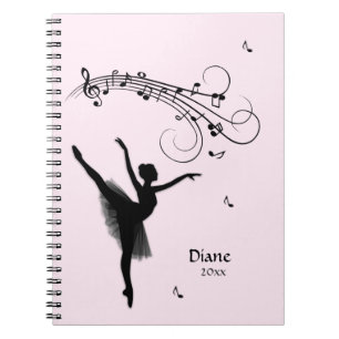Ballerina Tanz mit Musik Rosa Notizblock