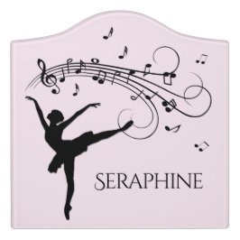 Ballerina Tanz mit Musik Rosa Türschild