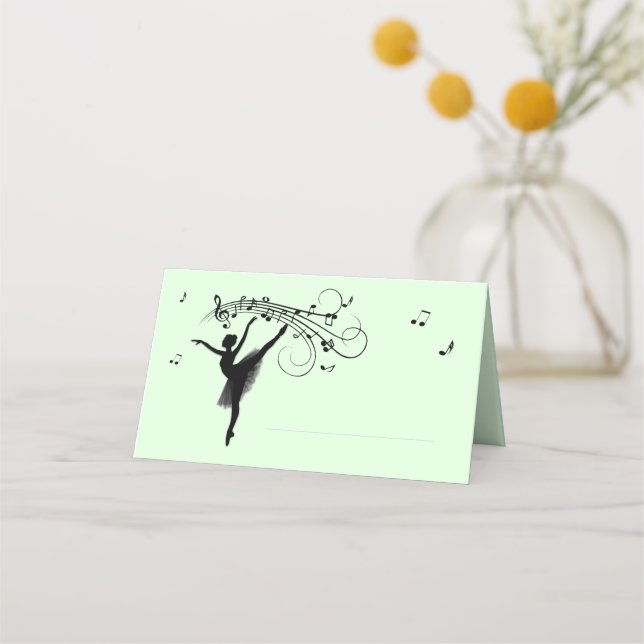 Ballerina-Tanz mit Musikareal für den Namen Platzkarte (Vorderseite)