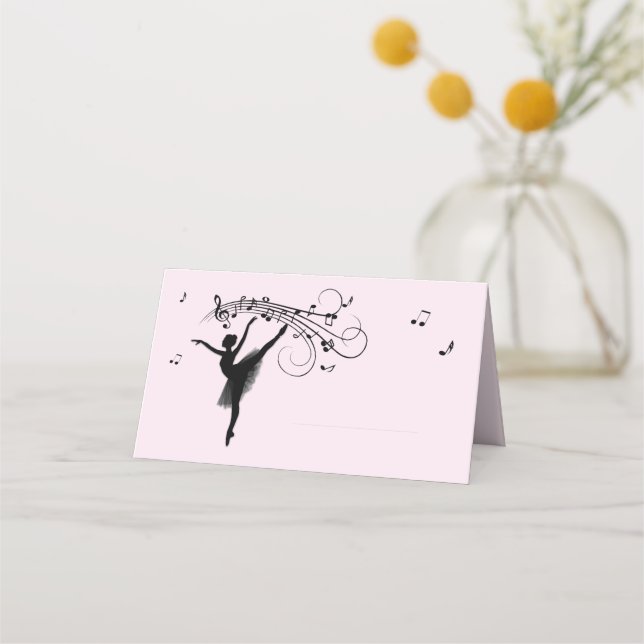 Ballerina-Tanz mit Musikareal für den Namen Platzkarte (Vorderseite)