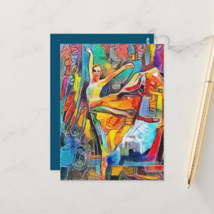 Ballerina Tanzen in farbenfrohe Landschaft Postkarte