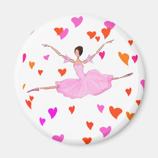 Ballerina tanzen in farbenfrohen Herzen Magnet
