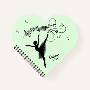 Ballerina Tanzen mit Music Green Notizbuch