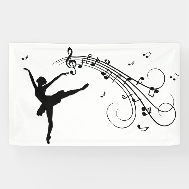 Ballerina Tanzen mit Musiknoten Banner (Horizontal)