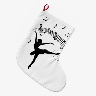Ballerina Tanzen mit Musiknoten Großer Weihnachtsstrumpf