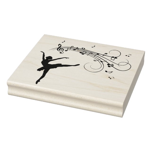 Ballerina Tanzen mit Musiknoten Gummistempel (Stempel)