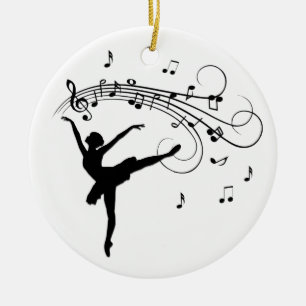 Ballerina Tanzen mit Musiknoten Keramik Ornament