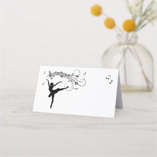 Ballerina Tanzen mit Musiknoten Platzkarte